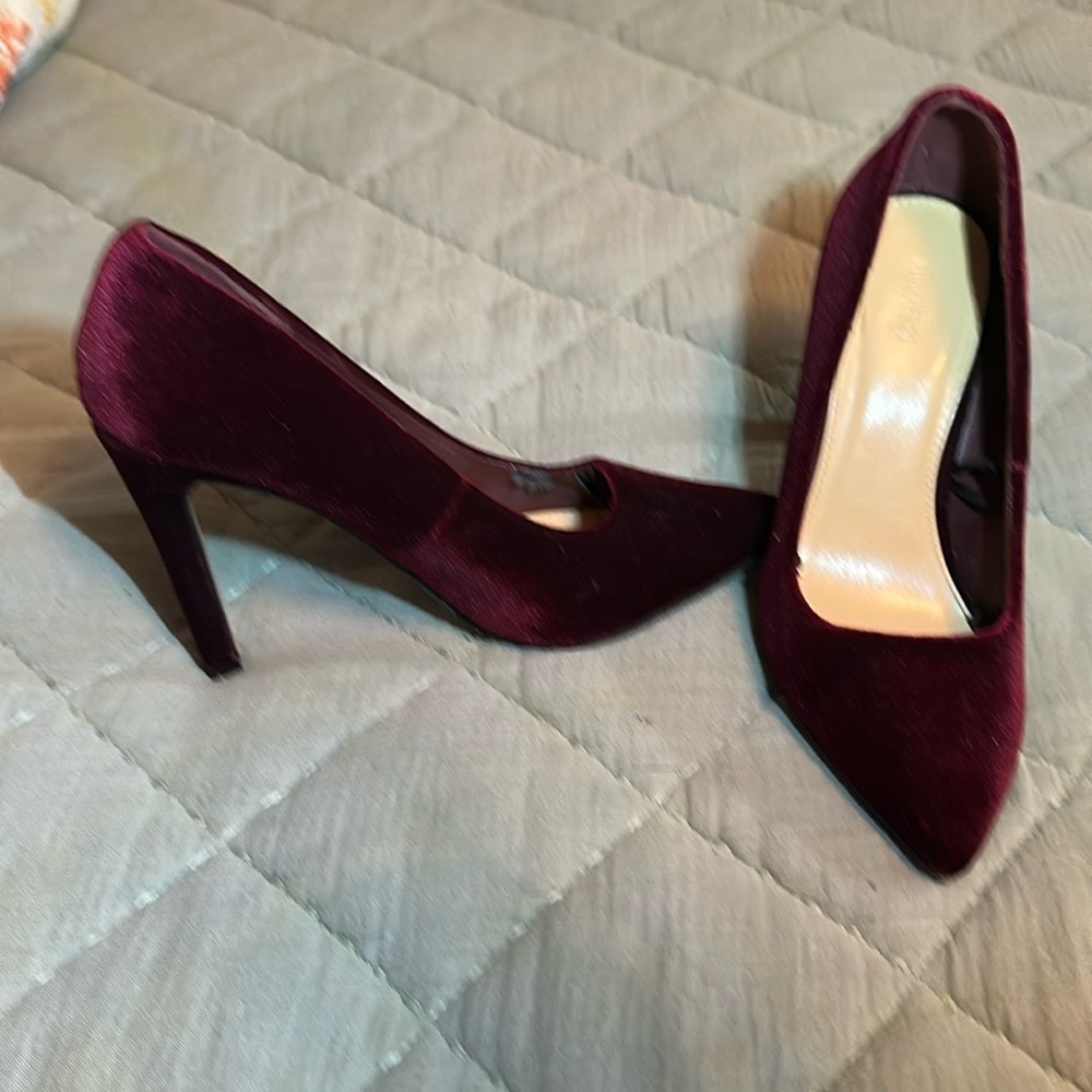 Velvet burgundy heels